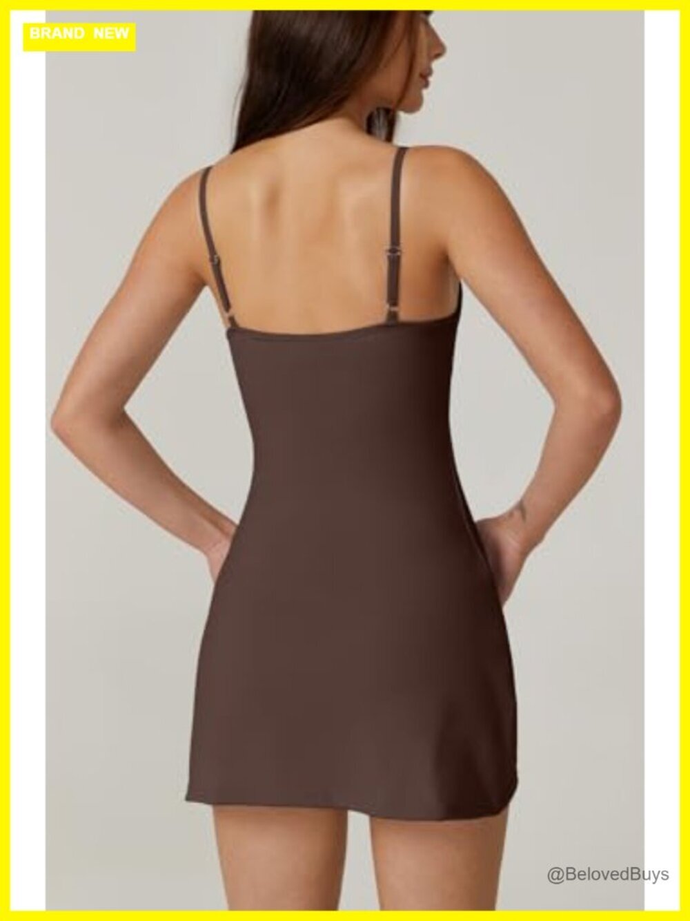 Women's Tennis Dress with Built-in Shorts & Side Slit - Activewear - Picture 5 of 6